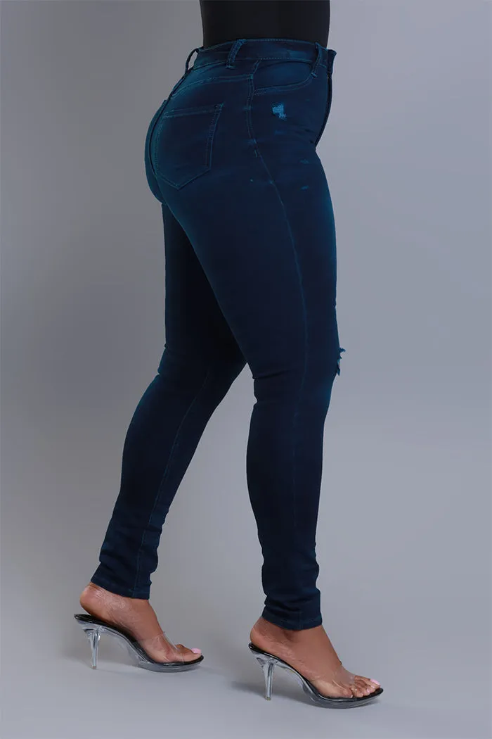 On Your Mind Distressed Skinny Jeans - Teal Wash sold by Swankaposh product image thumbnail 4