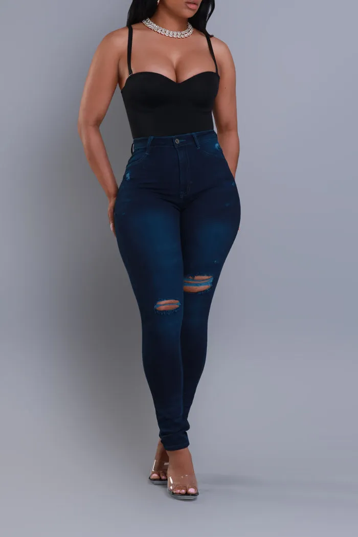 On Your Mind Distressed Skinny Jeans - Teal Wash sold by Swankaposh product image thumbnail 3