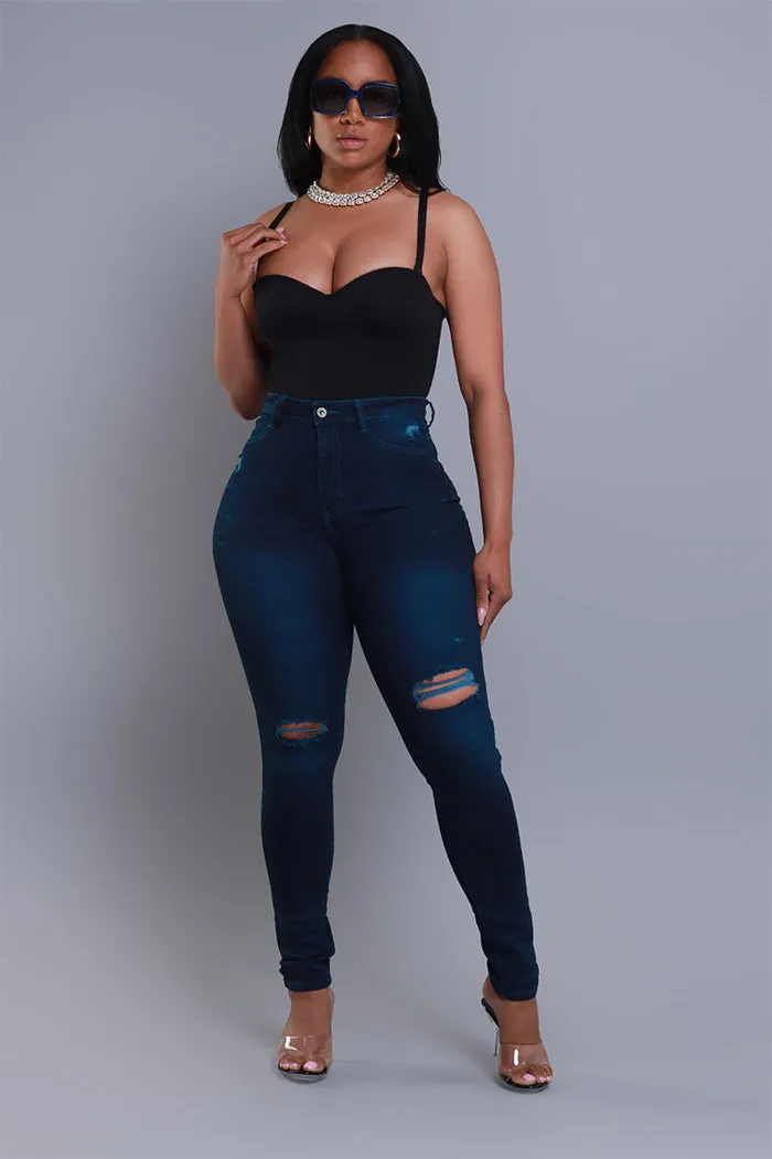 On Your Mind Distressed Skinny Jeans - Teal Wash sold by Swankaposh