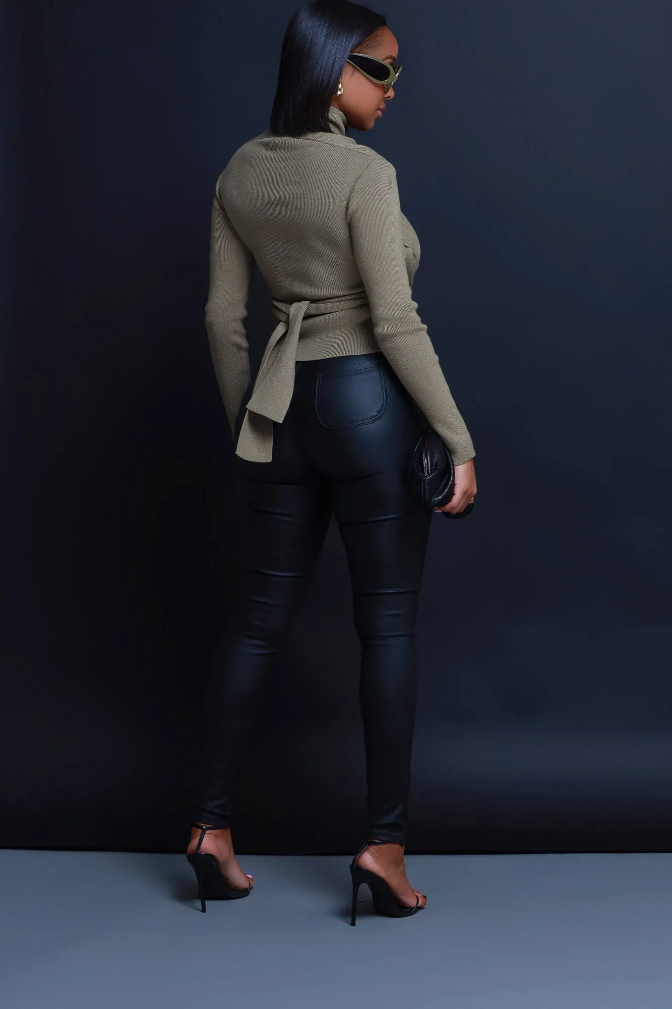 Wish You Stayed Turtleneck Wrap Sweater - Olive sold by Swankaposh product image thumbnail 3