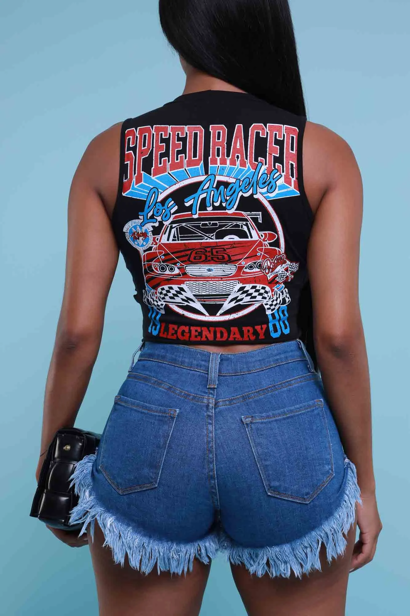 Speed Racer Embellished Graphic Crop Top - Black sold by Swankaposh product image thumbnail 2