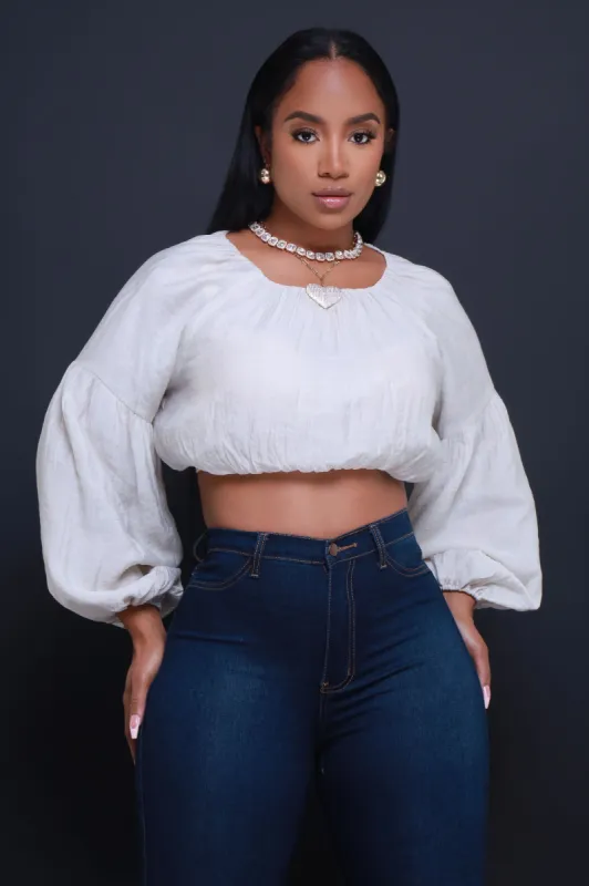 What To Do Long Sleeve Crop Top - Beige sold by Swankaposh