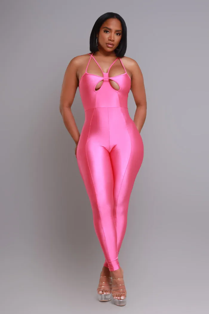 Body On Me Cut Out Halter Jumpsuit - Fuchsia sold by Swankaposh