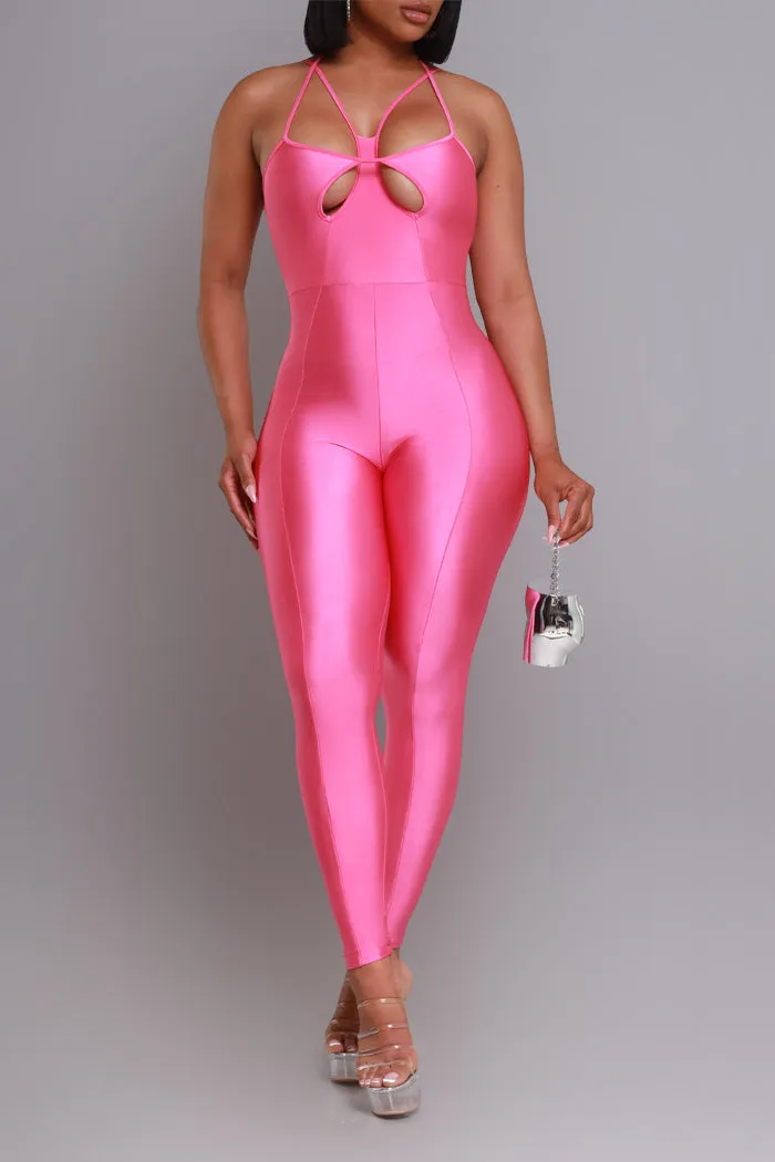 Body On Me Cut Out Halter Jumpsuit - Fuchsia sold by Swankaposh product image thumbnail 4