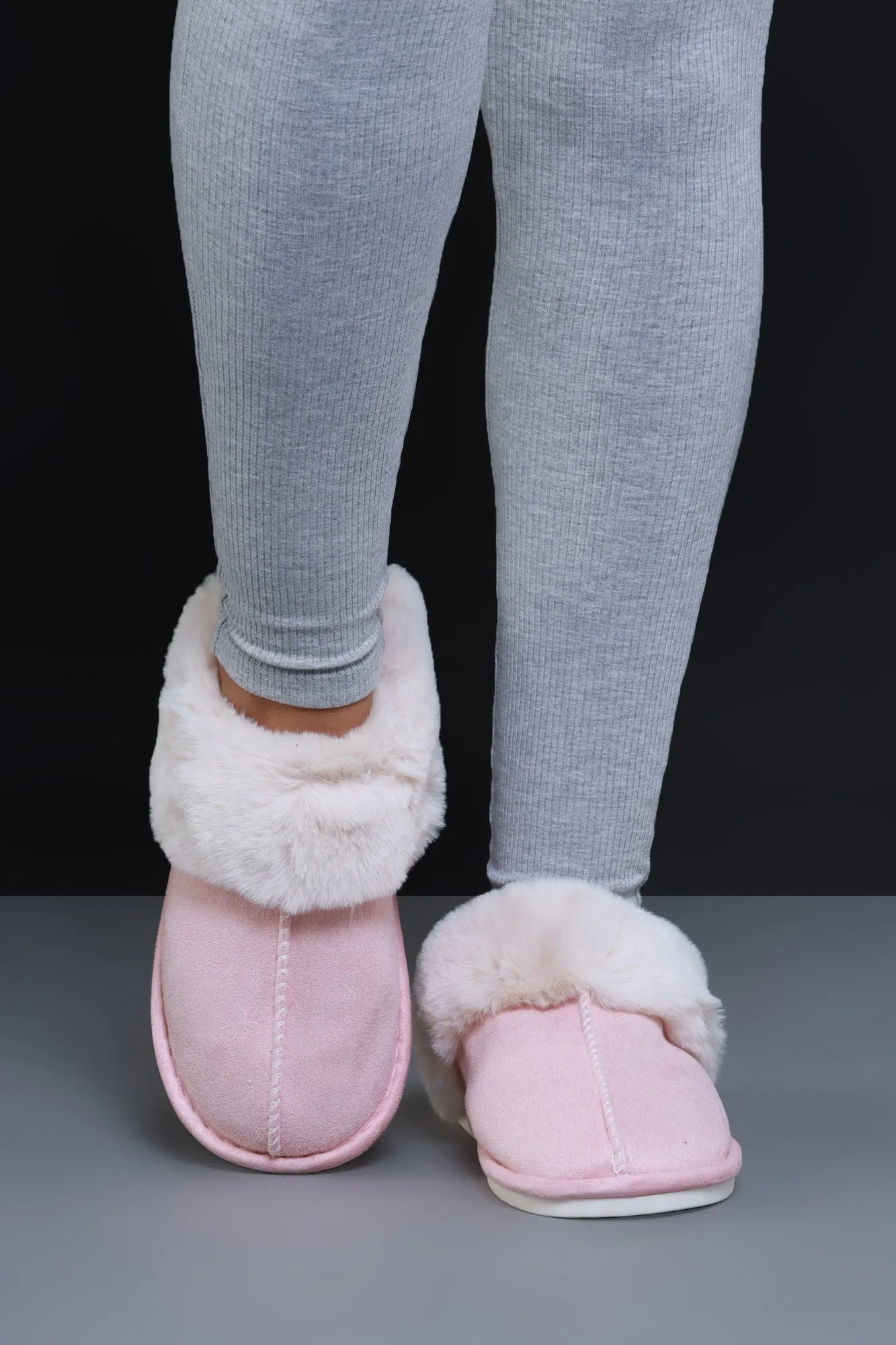 Stay Sweet Faux Fur Suede Slides - Pink sold by Swankaposh