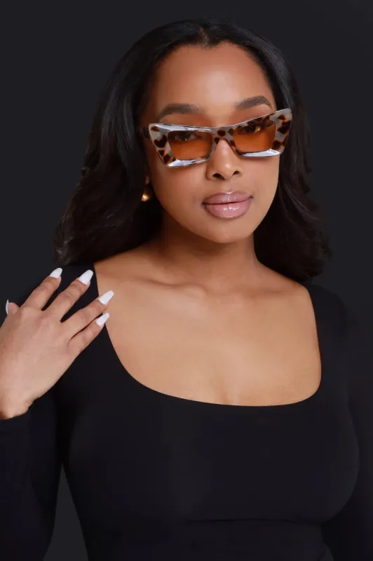 Right Direction Triangular Sunglasses - Brown/Grey Print sold by Swankaposh