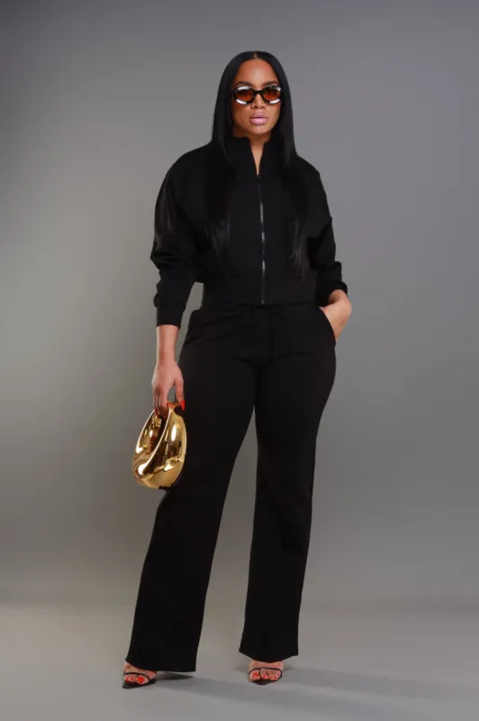 Take The Wheel Zip-Up Pants Set - Black sold by Swankaposh