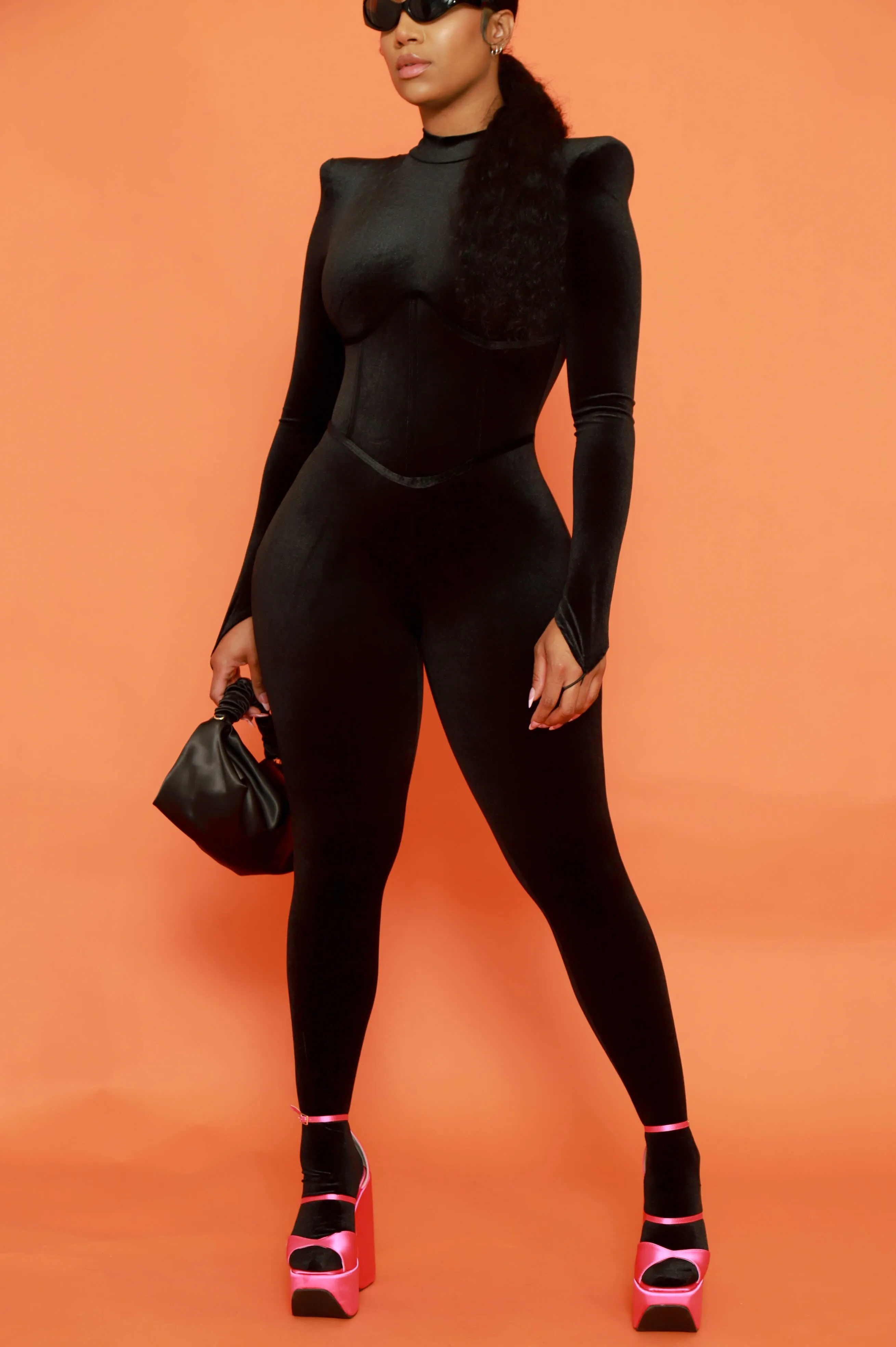 Before You Go Velvet Corset Jumpsuit - Black sold by Swankaposh product image thumbnail 5