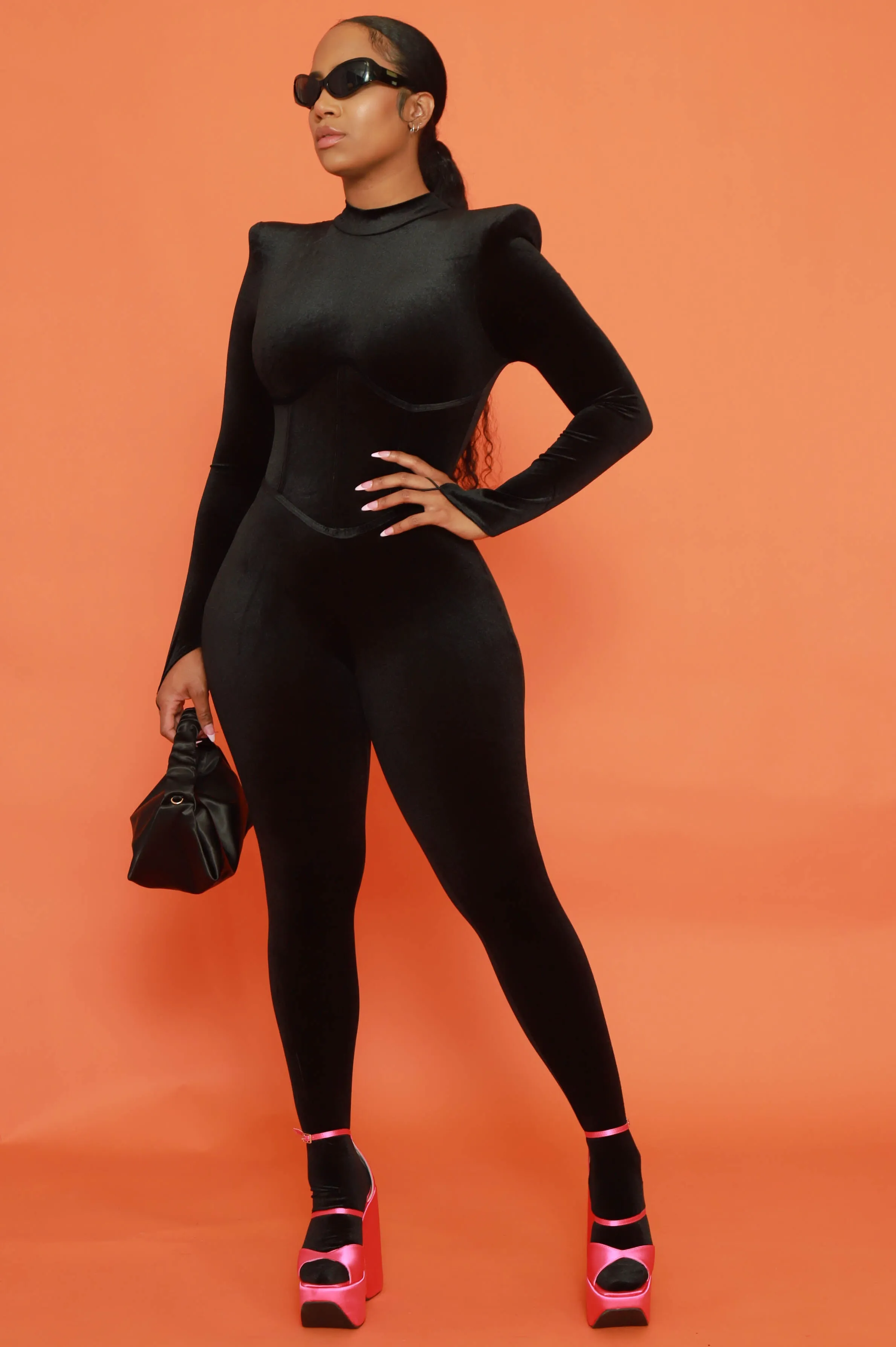 Before You Go Velvet Corset Jumpsuit - Black sold by Swankaposh product image thumbnail 4