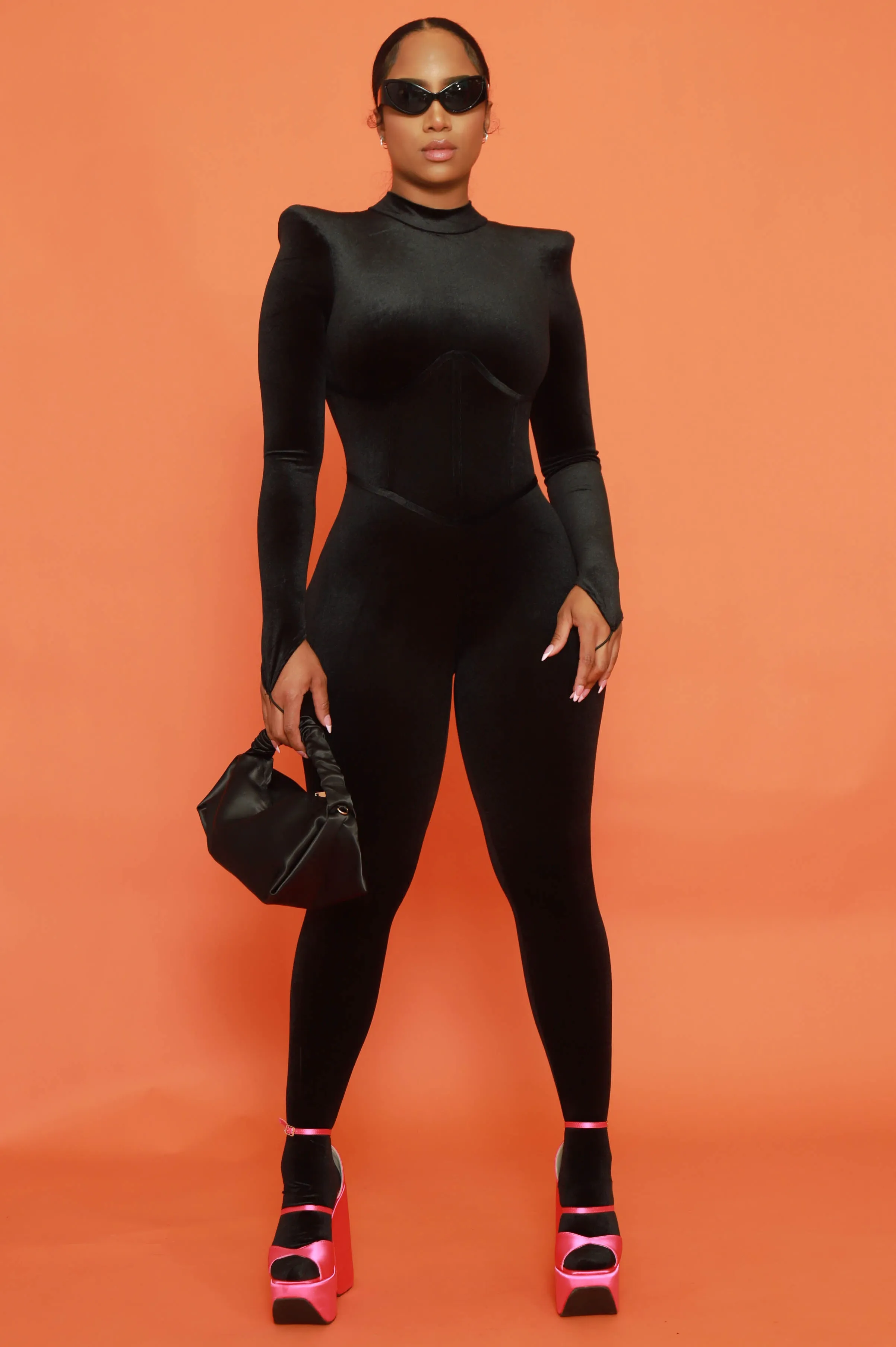 Before You Go Velvet Corset Jumpsuit - Black sold by Swankaposh