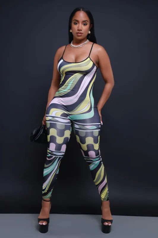 Hand In Hand Graphic Print Jumpsuit - Black Multicolor sold by Swankaposh