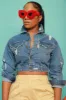 Lifeline Cropped Denim Jacket - Light Wash sold by Swankaposh