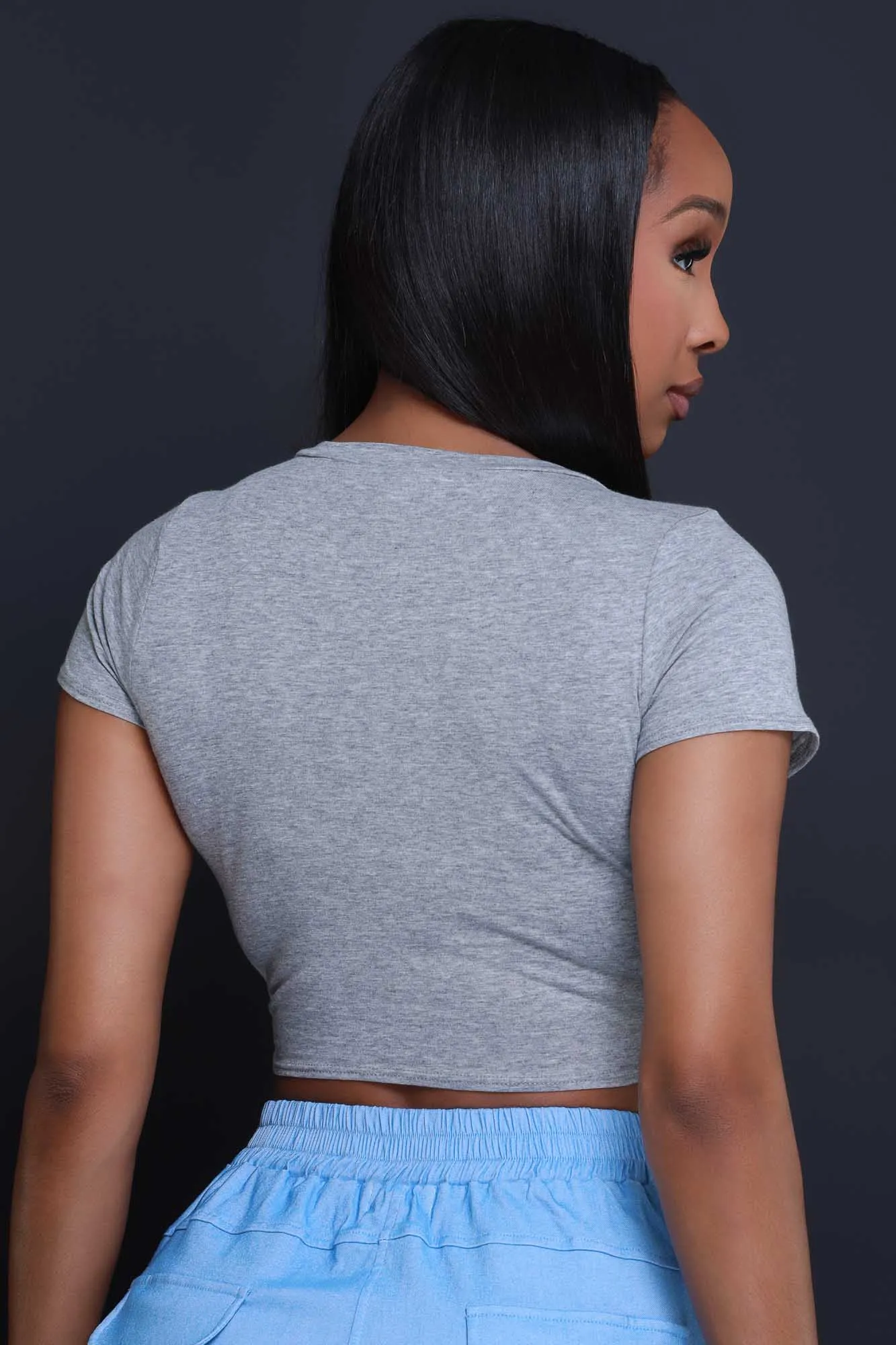 Chi-Town Graphic Print Knotted T-Shirt - Grey sold by Swankaposh product image thumbnail 3