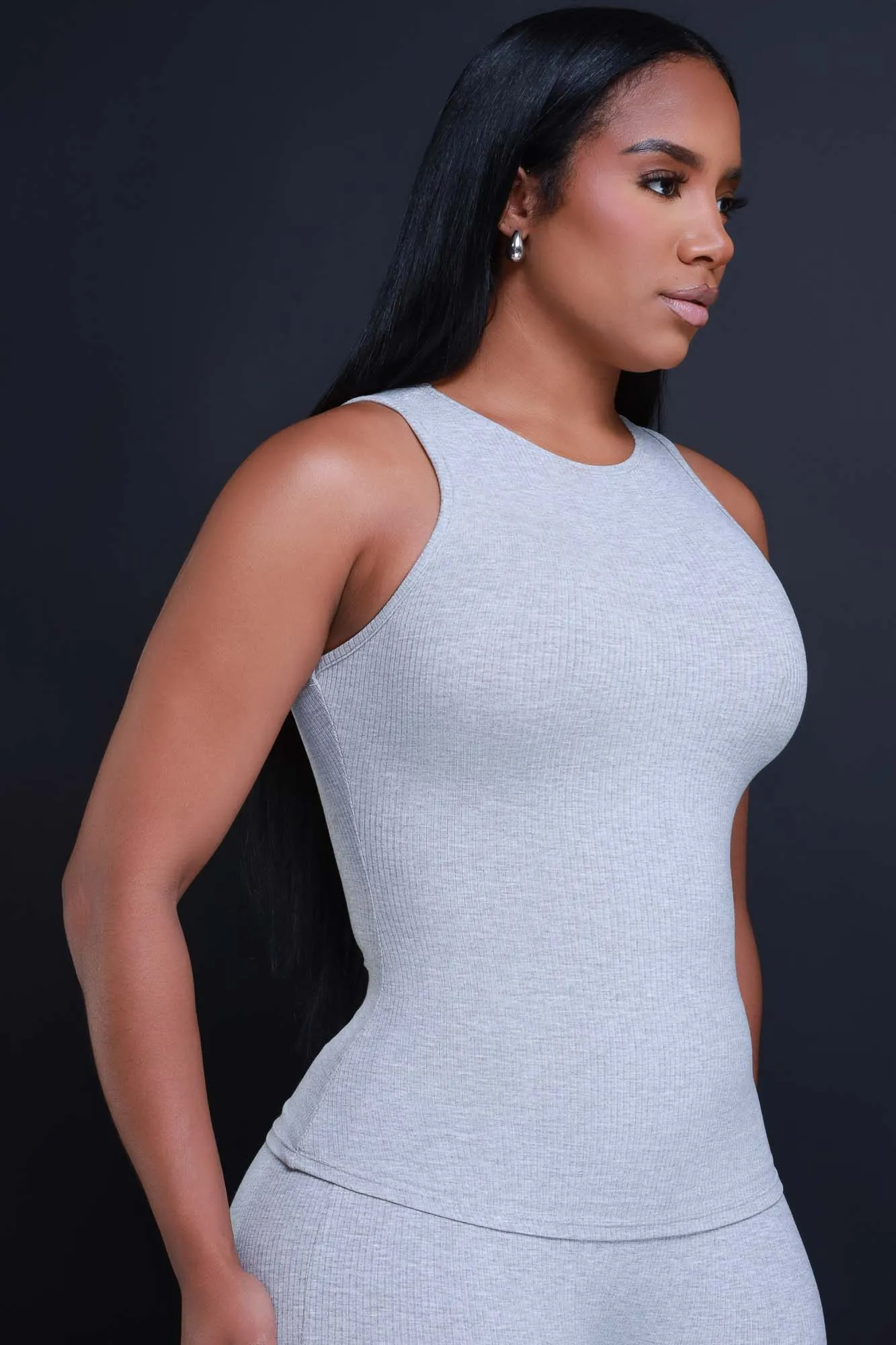 Top Of The Line Cellulite Deleter Sleeveless Ribbed Top - Heather Grey sold by Swankaposh product image thumbnail 5