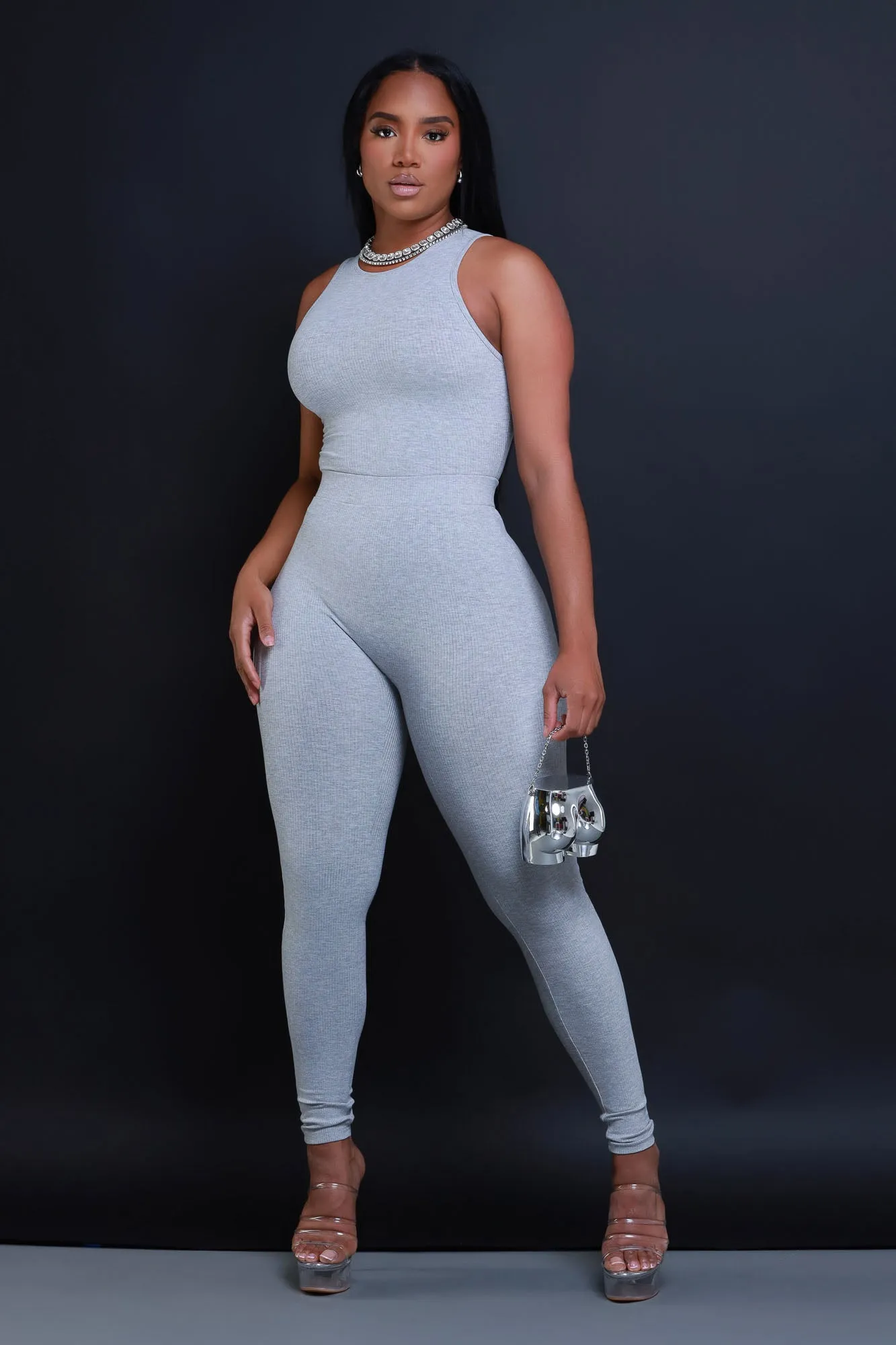 Top Of The Line Cellulite Deleter Sleeveless Ribbed Top - Heather Grey sold by Swankaposh product image thumbnail 4