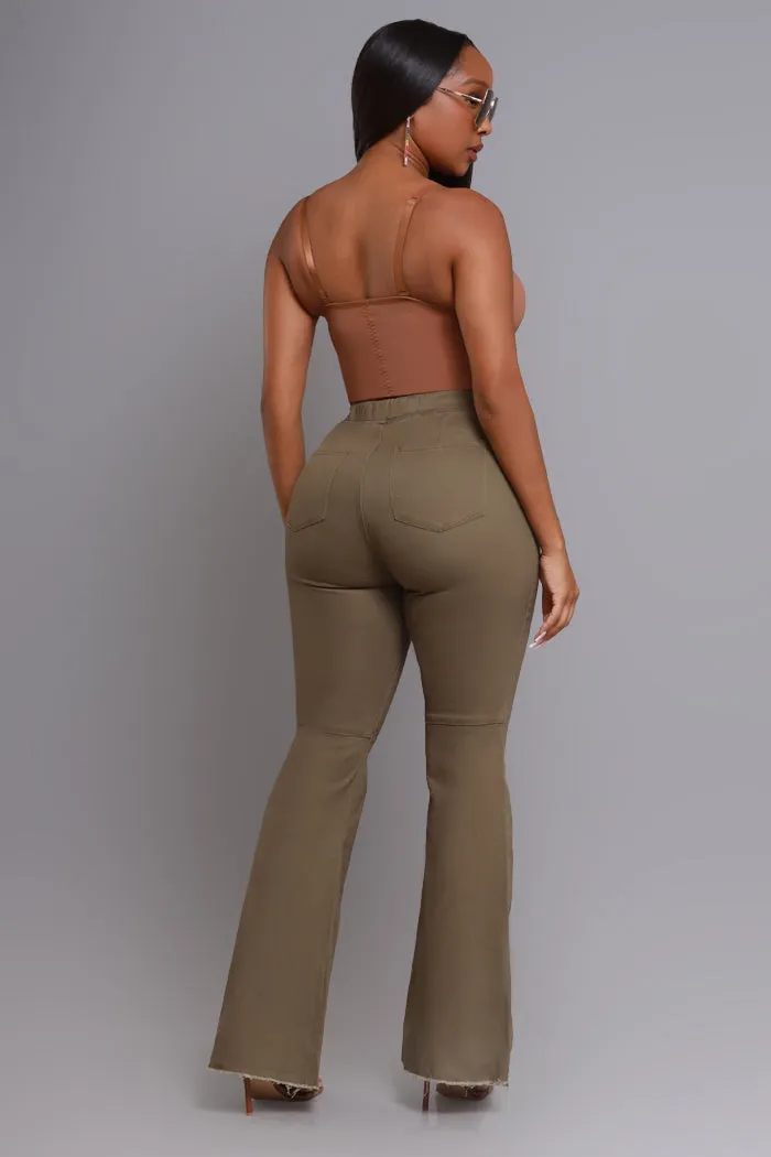 Seek Shelter High Rise Pull-On Flared Pants - Olive sold by Swankaposh product image thumbnail 2