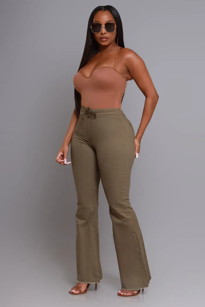 Seek Shelter High Rise Pull-On Flared Pants - Olive sold by Swankaposh product image thumbnail 4