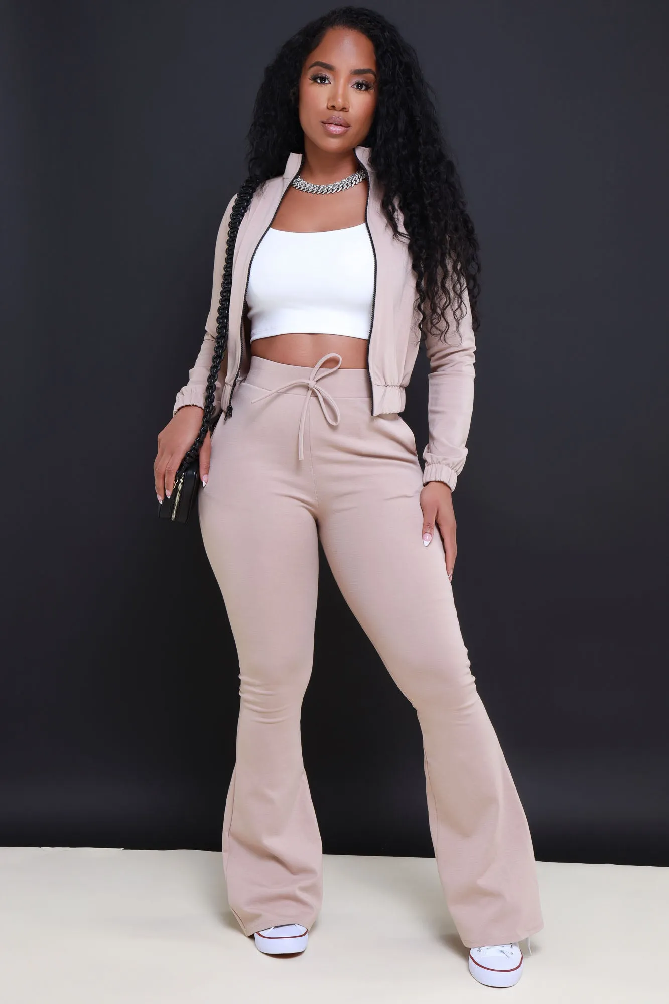 Ready Set Go Flare Tracksuit Set - Tan sold by Swankaposh