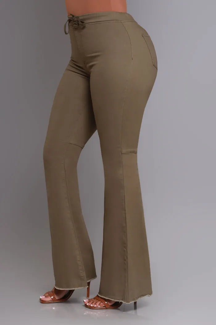 Seek Shelter High Rise Pull-On Flared Pants - Olive sold by Swankaposh product image thumbnail 5