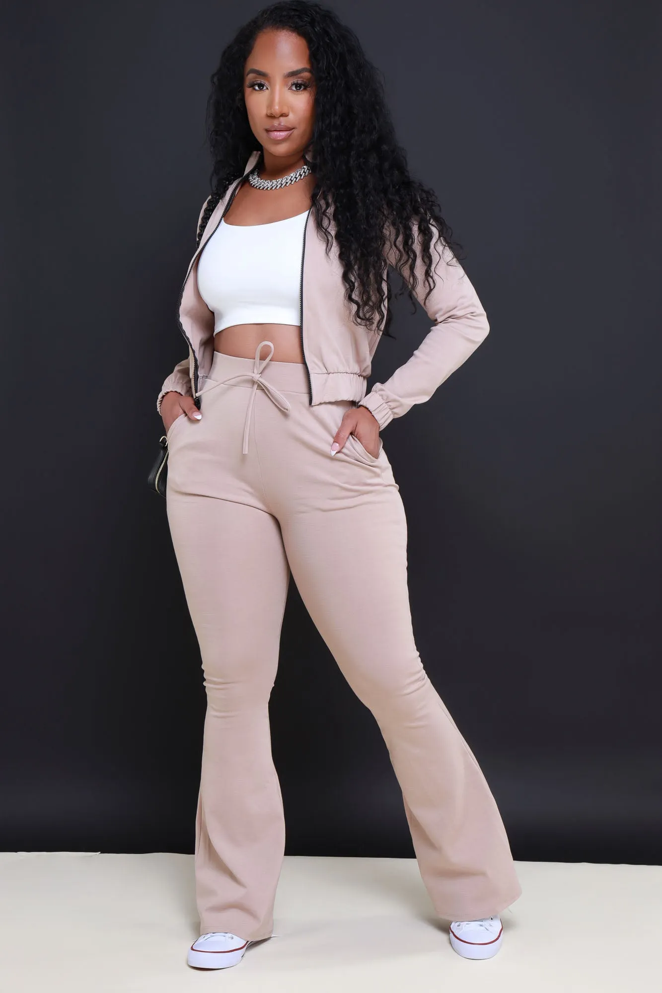 Ready Set Go Flare Tracksuit Set - Tan sold by Swankaposh product image thumbnail 2