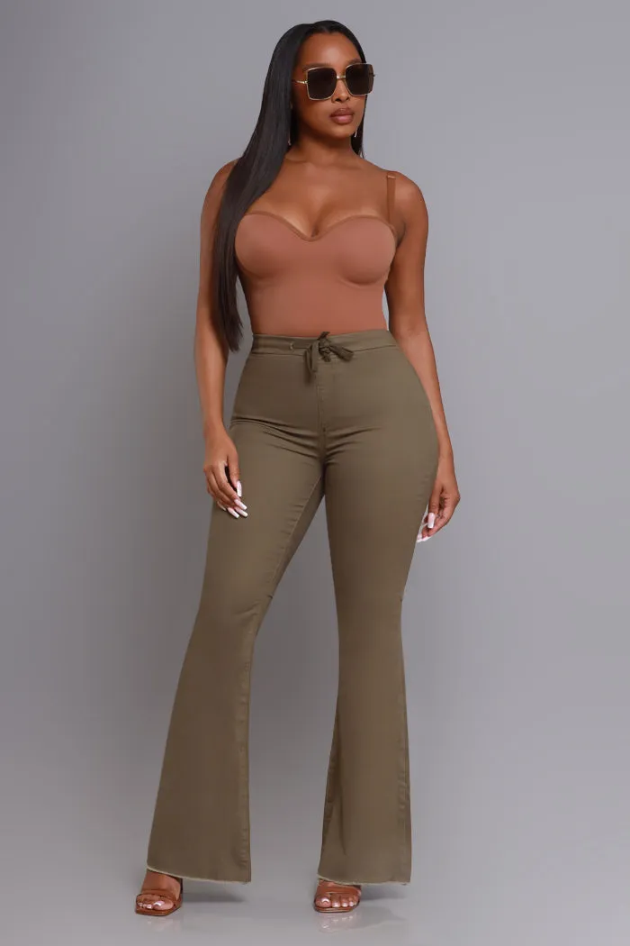Seek Shelter High Rise Pull-On Flared Pants - Olive sold by Swankaposh product image thumbnail 3