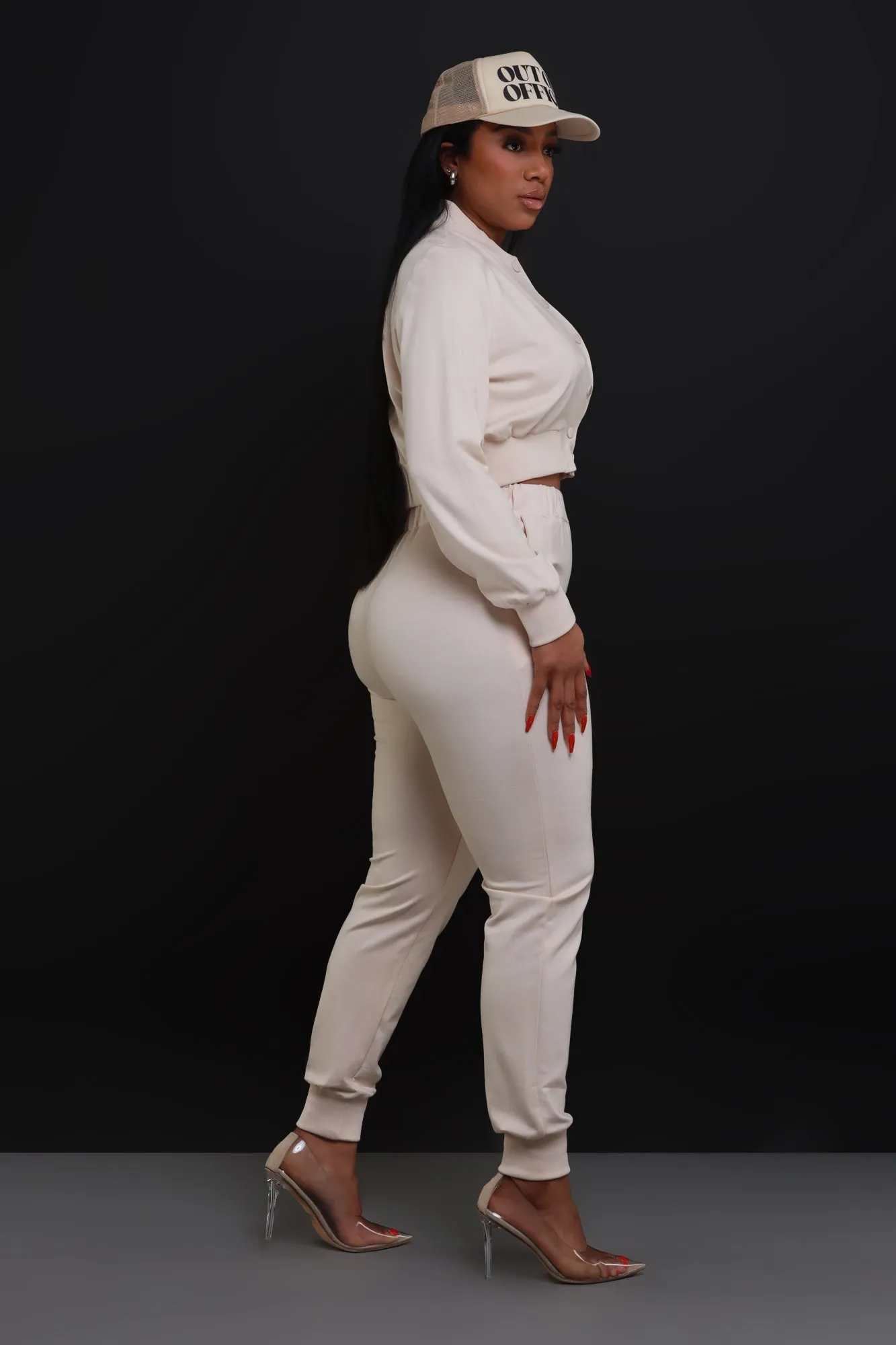 Top Priority Zippered Cropped Jogger Set - Tan sold by Swankaposh product image thumbnail 3