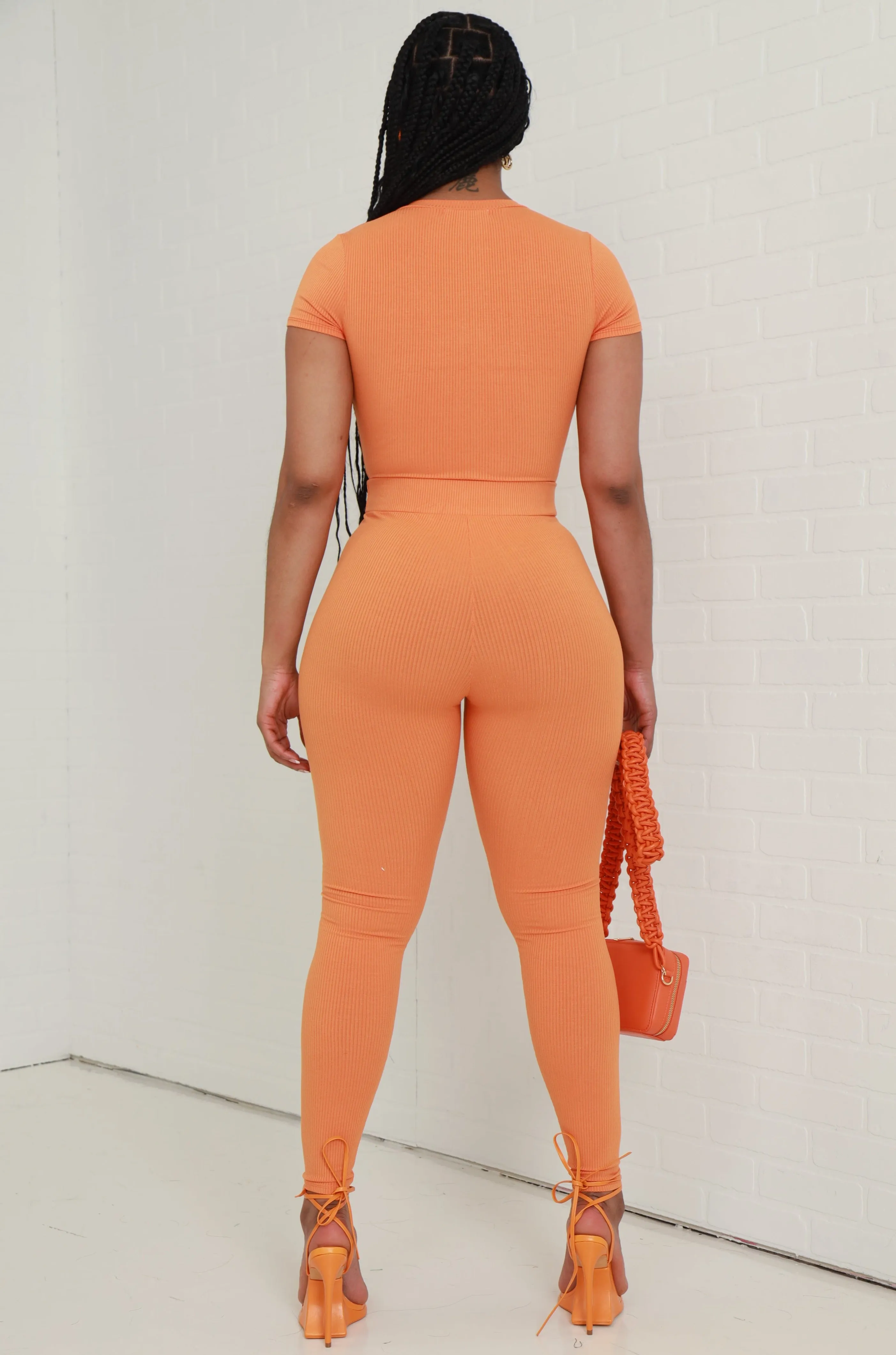 Sweet Tart Cellulite Deleter Ribbed Leggings - Orange sold by Swankaposh product image thumbnail 4