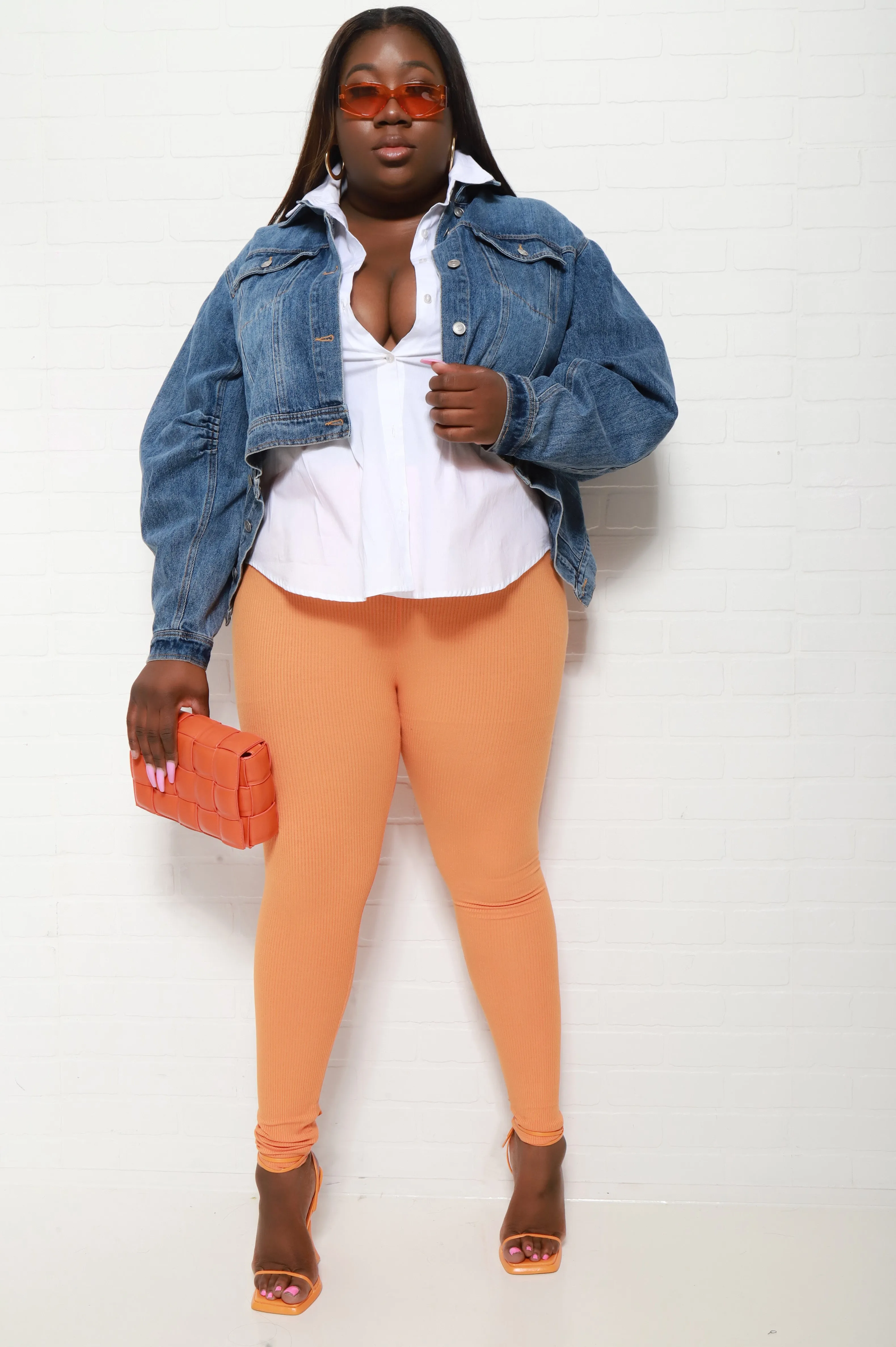 Sweet Tart Cellulite Deleter Ribbed Leggings - Orange sold by Swankaposh product image thumbnail 3