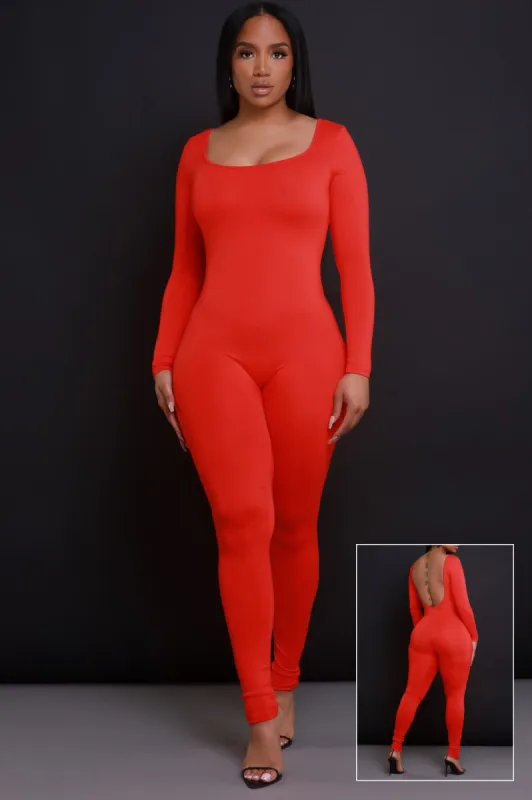 Big Reveal Open Back Jumpsuit - Red sold by Swankaposh