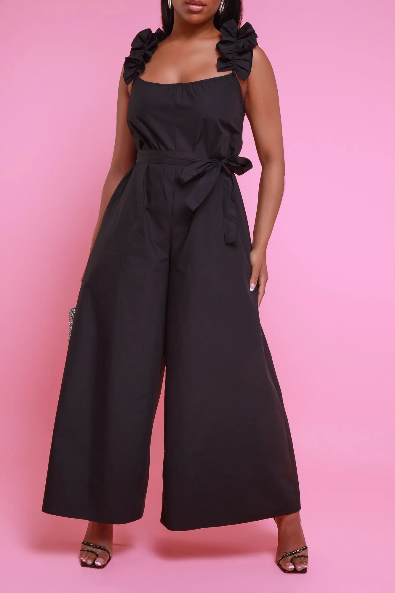 Reign Over Me Wide Leg Ruffled Jumpsuit - Black sold by Swankaposh product image thumbnail 2
