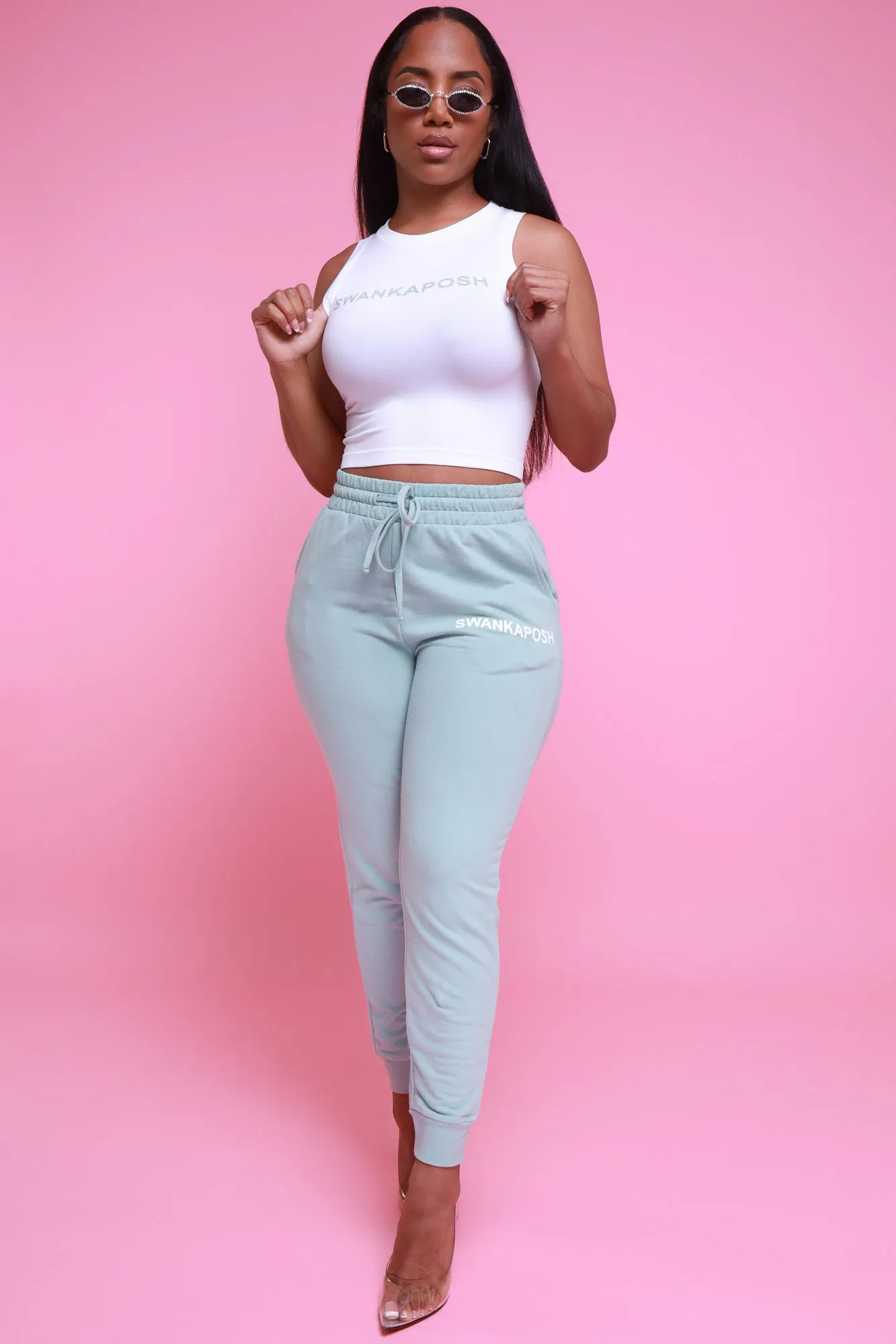 Swankaposh Logo Joggers - Light Green/White sold by Swankaposh