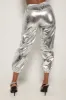 Double Dare Faux Leather Joggers - Silver sold by Swankaposh