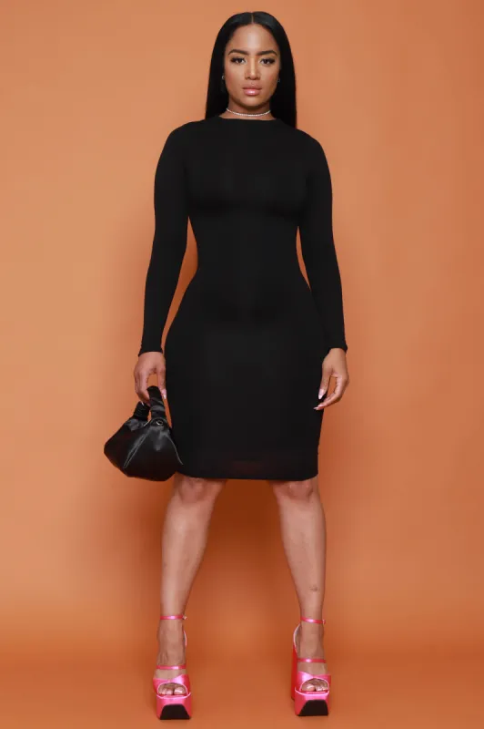 Just Me Double Layered Bodycon Midi Dress - Black sold by Swankaposh