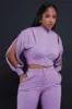 Top Priority Zippered Cropped Jogger Set - Lavender sold by Swankaposh