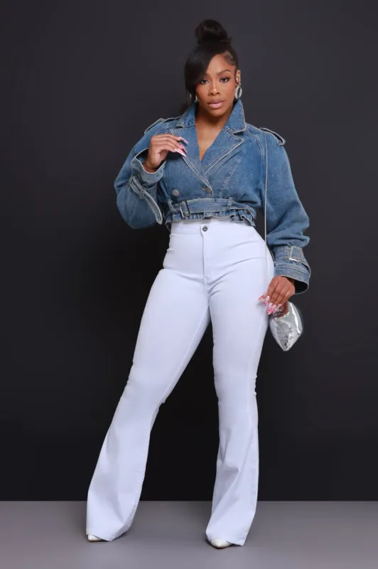 Super Swank High Rise Flare Stretchy Jeans - White sold by Swankaposh