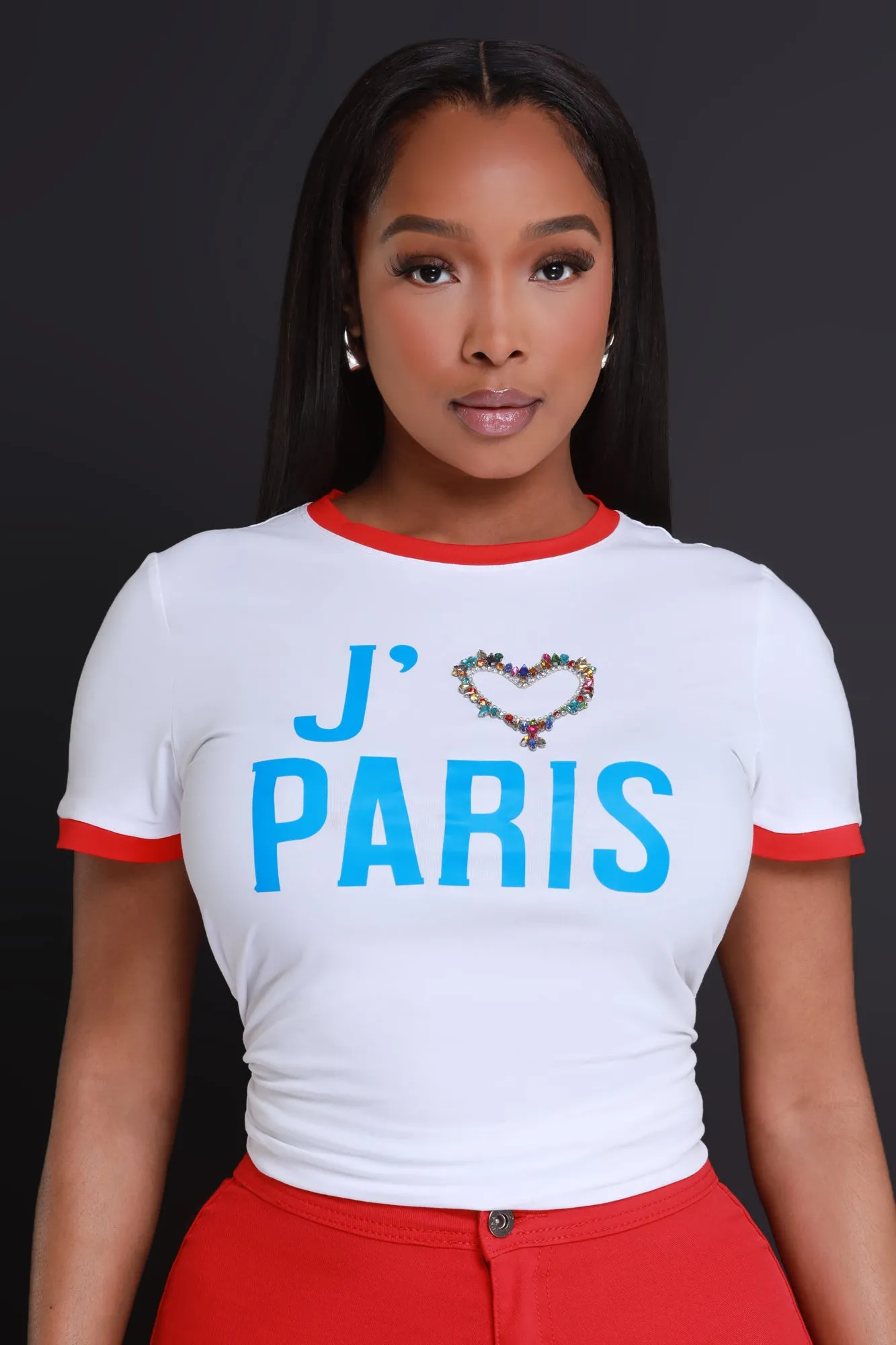 Love Paris Embellished Graphic T-Shirt - White sold by Swankaposh