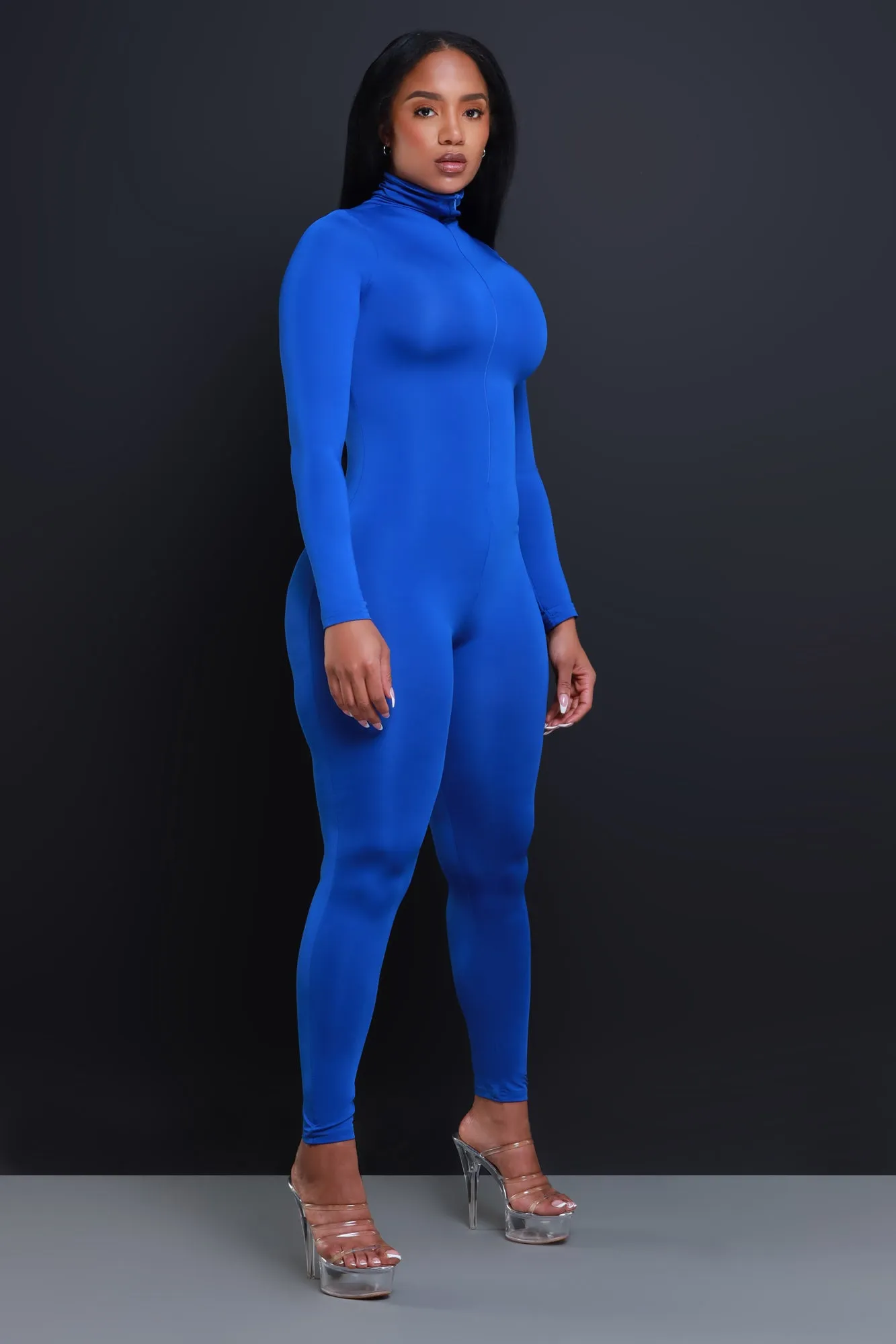 High Class Mock Neck Jumpsuit - Royal Blue sold by Swankaposh product image thumbnail 3