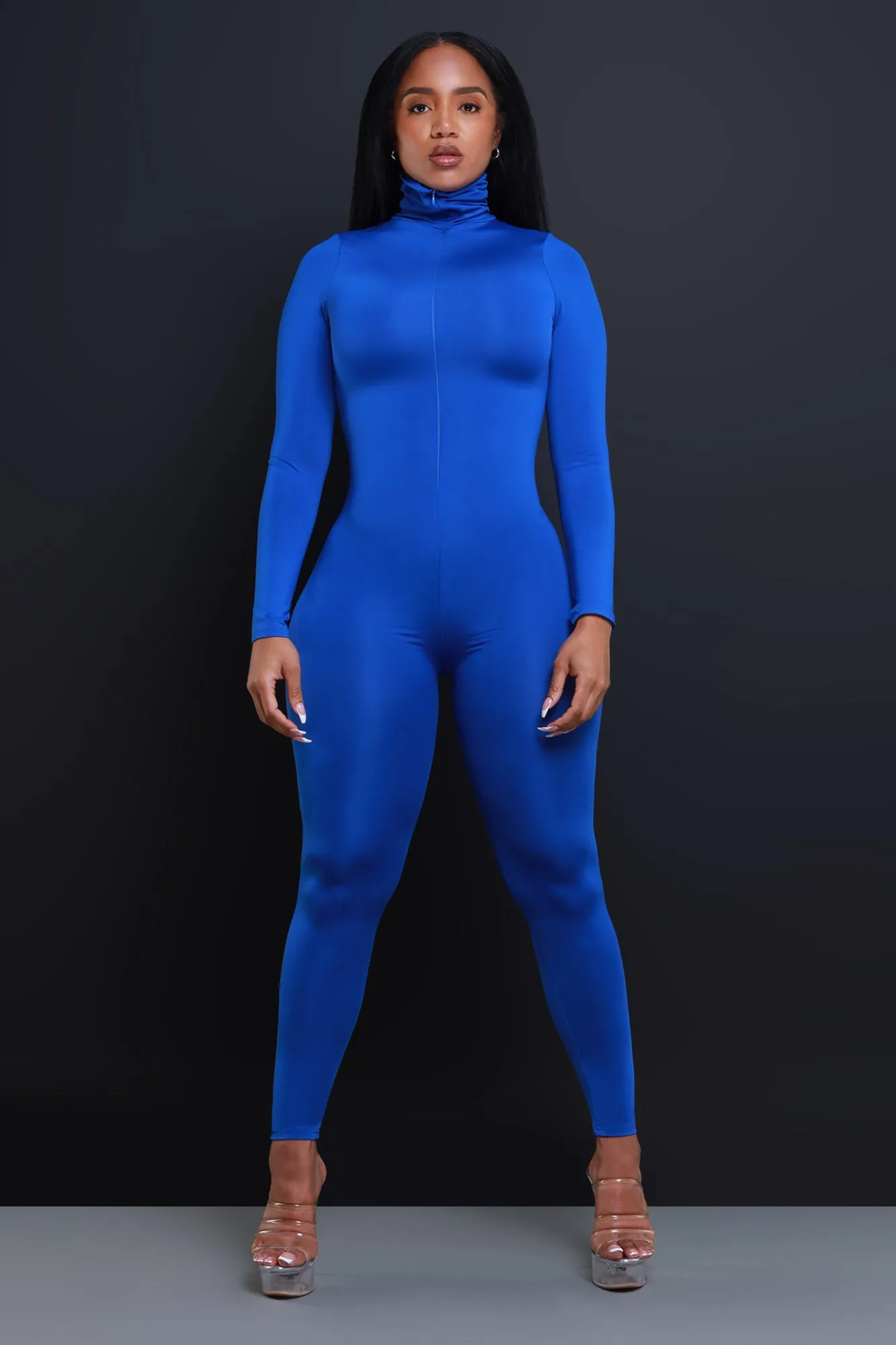 High Class Mock Neck Jumpsuit - Royal Blue sold by Swankaposh