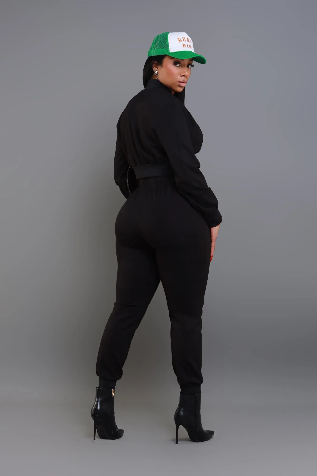 Top Priority Zippered Cropped Jogger Set - Black sold by Swankaposh product image thumbnail 3