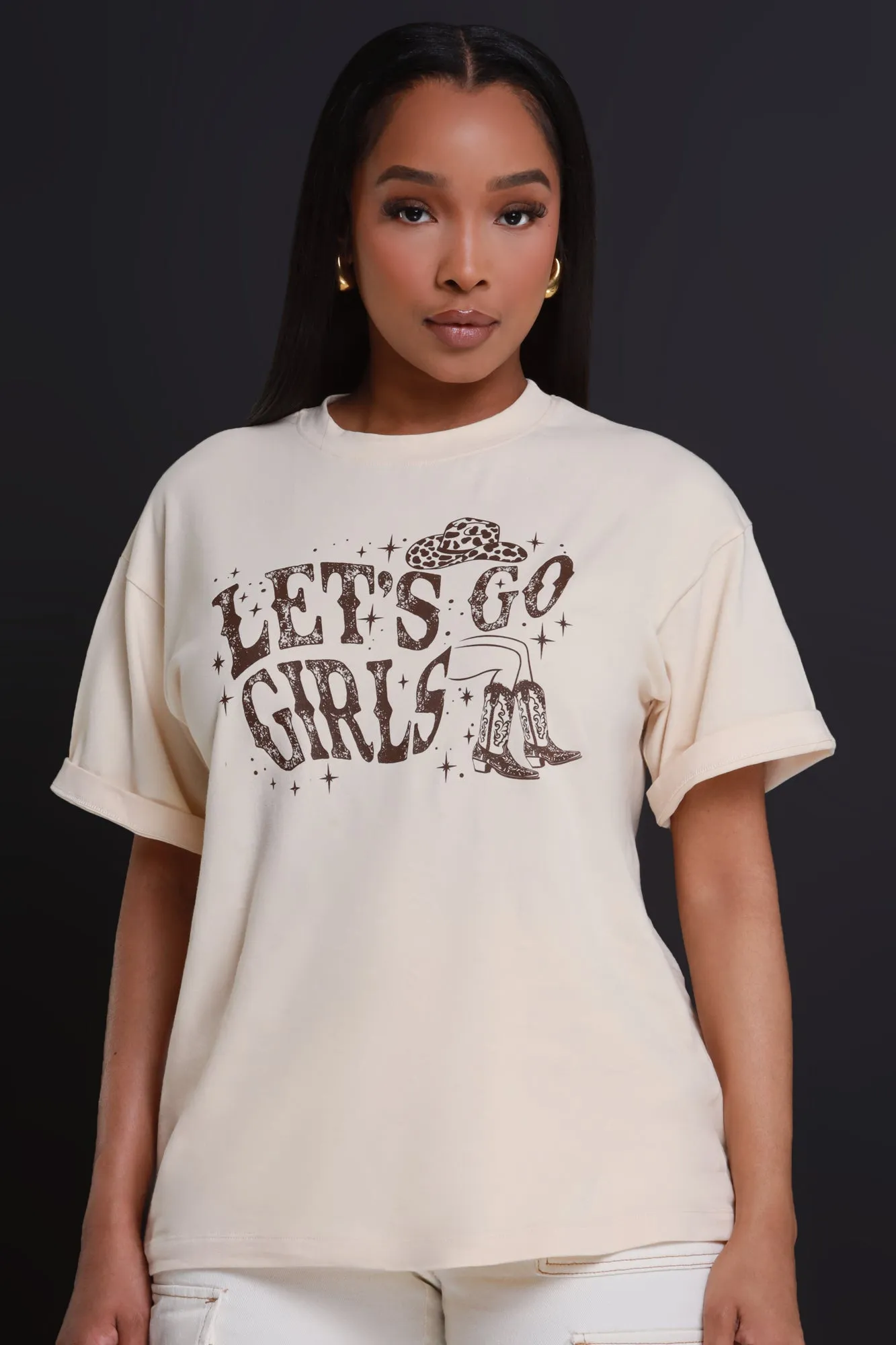Let's Go Girls Graphic T-Shirt - Cream sold by Swankaposh