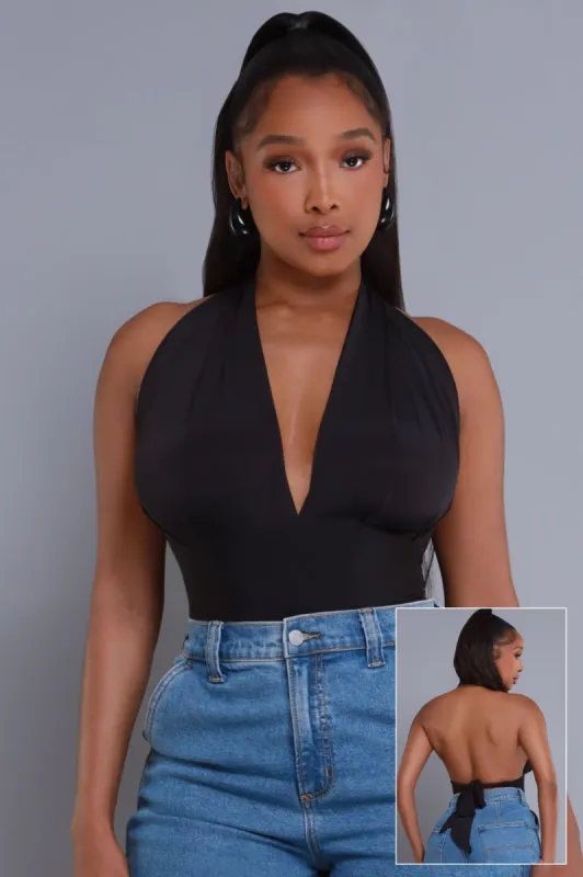 Distract Me Cropped Halter Top - Black sold by Swankaposh