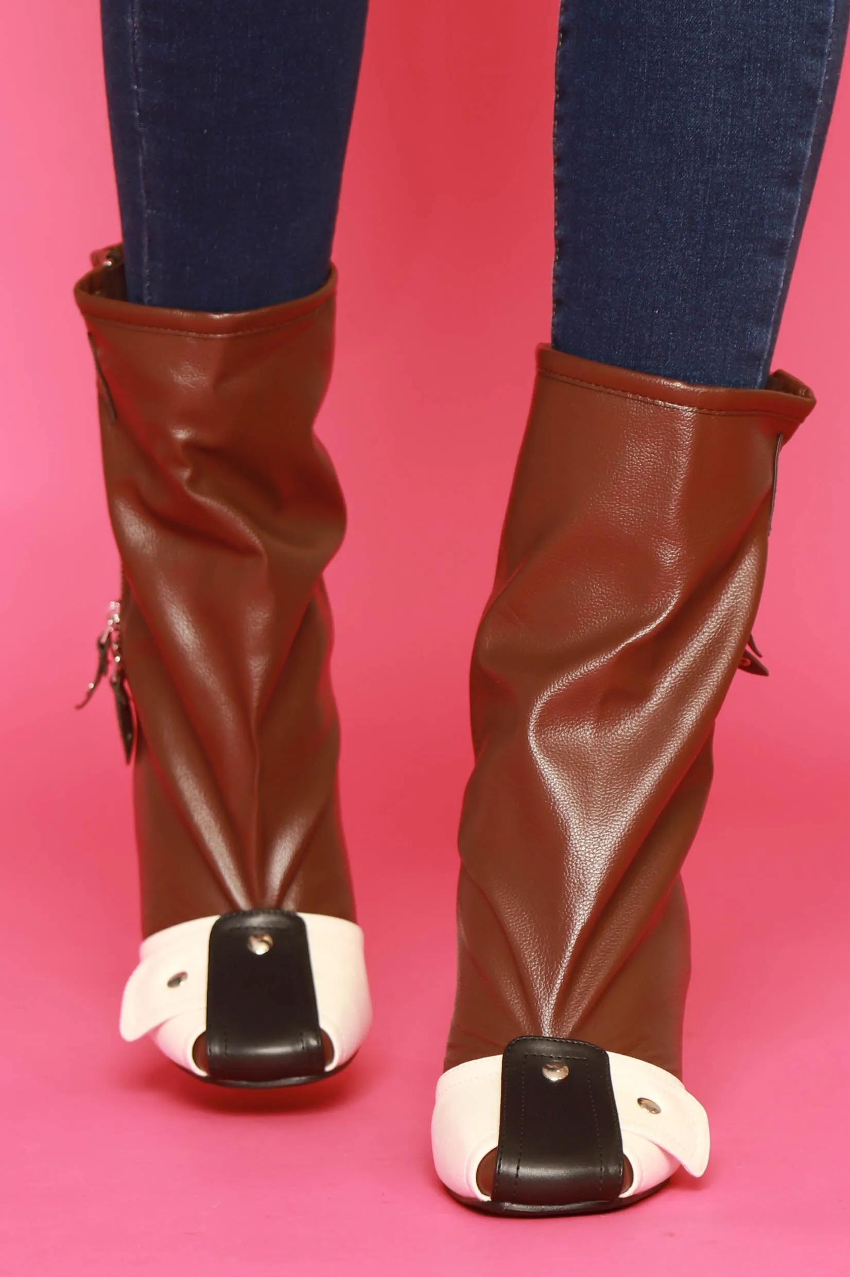 Protector Faux Leather Colorblock Boots - Brown sold by Swankaposh product image thumbnail 3