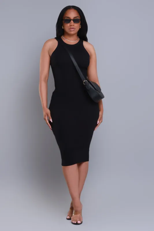 Call To Action Sleeveless Midi Dress - Black sold by Swankaposh