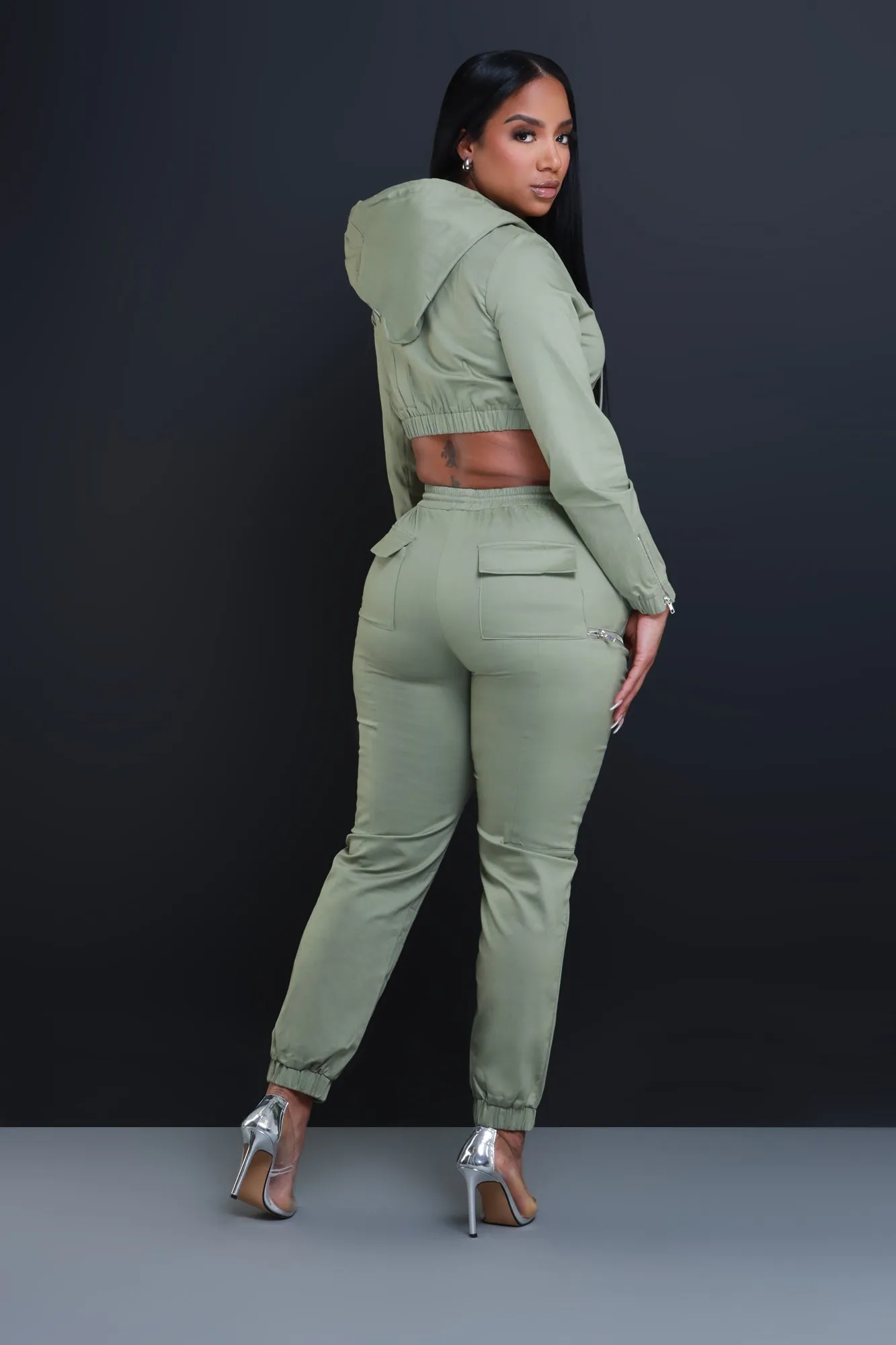 Walk Away Cropped Jogger Set - Olive sold by Swankaposh product image thumbnail 3