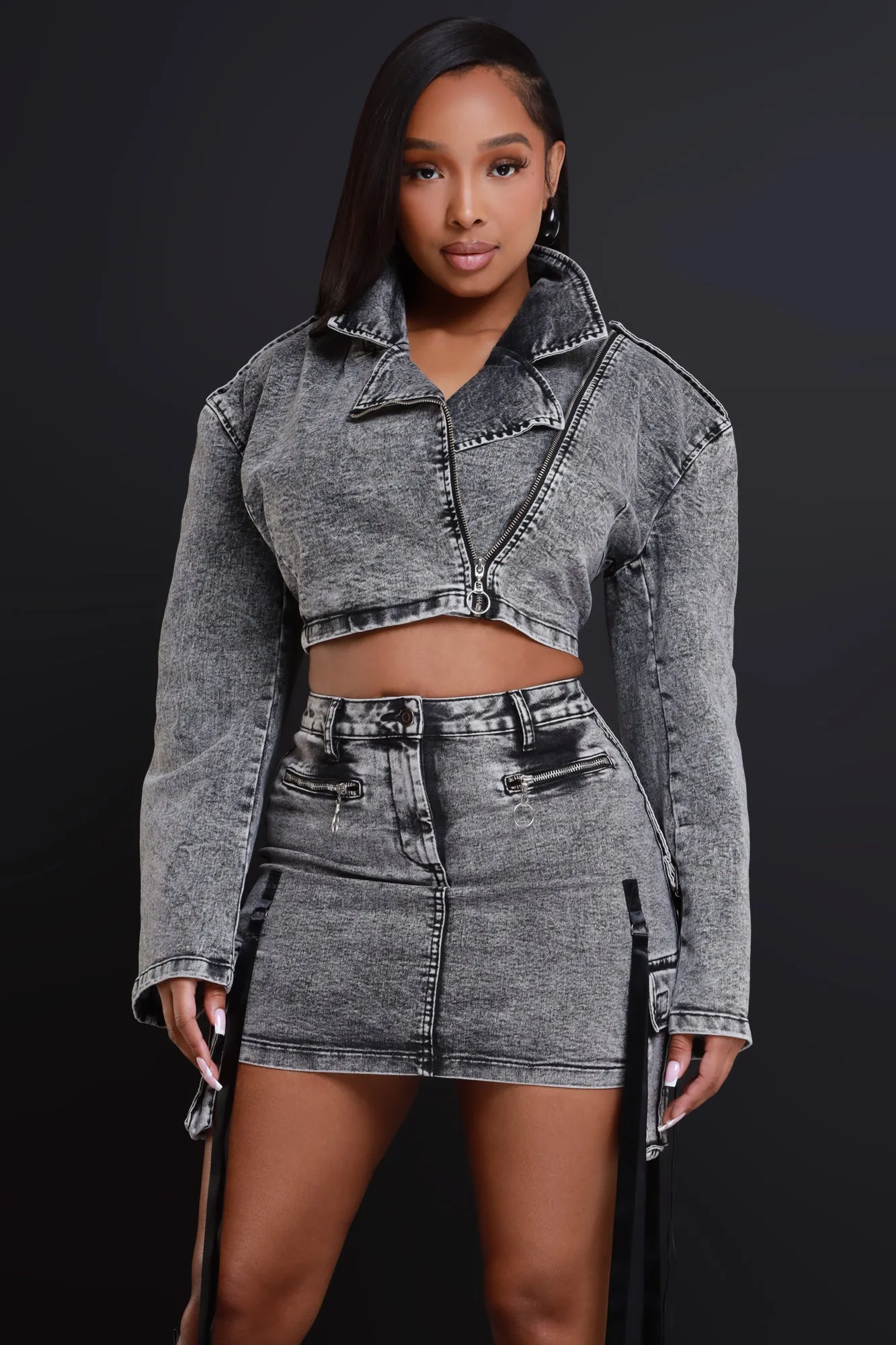 Back For Good Cropped Denim Jacket - Black sold by Swankaposh product image thumbnail 5