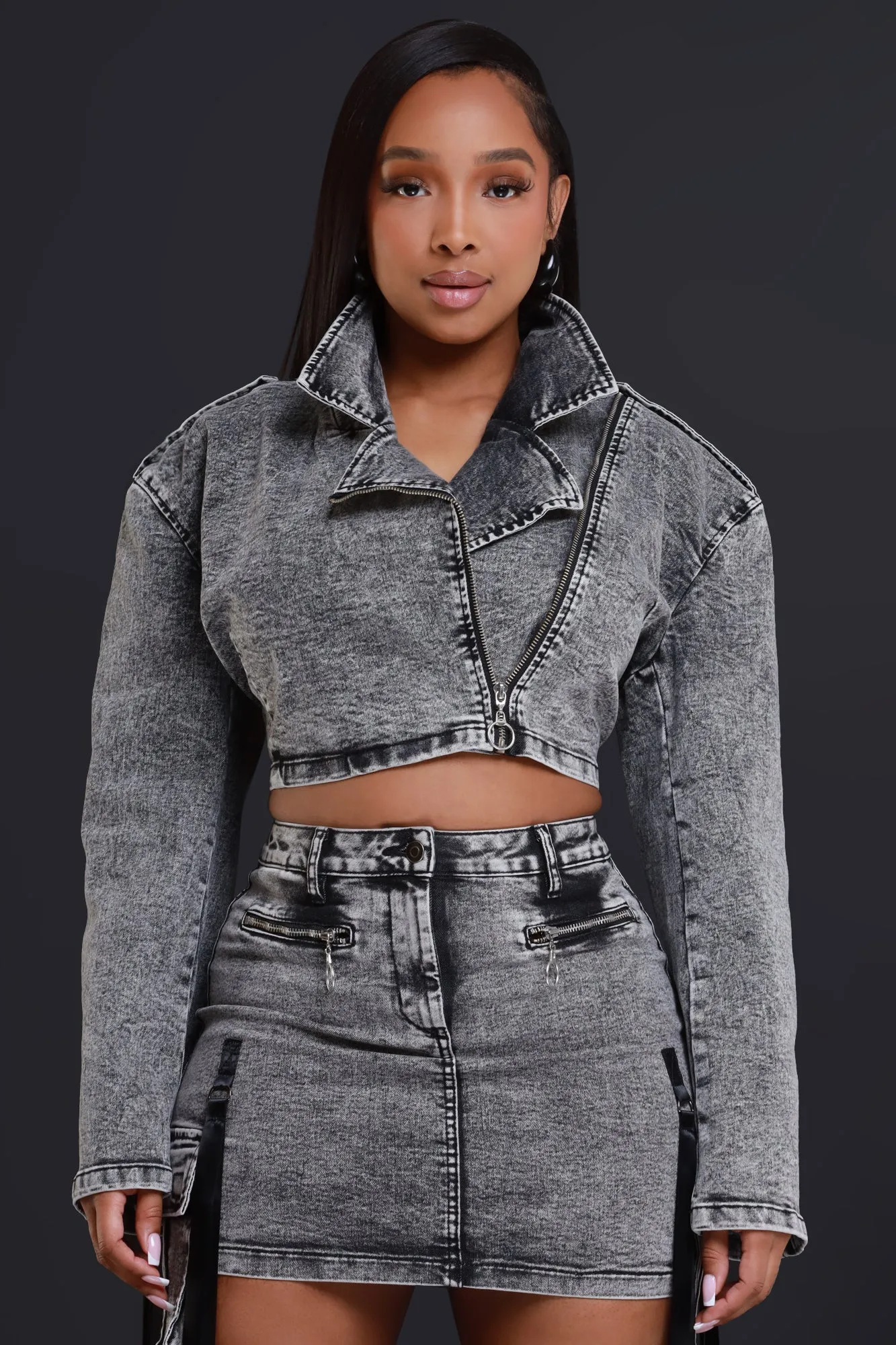 Back For Good Cropped Denim Jacket - Black sold by Swankaposh