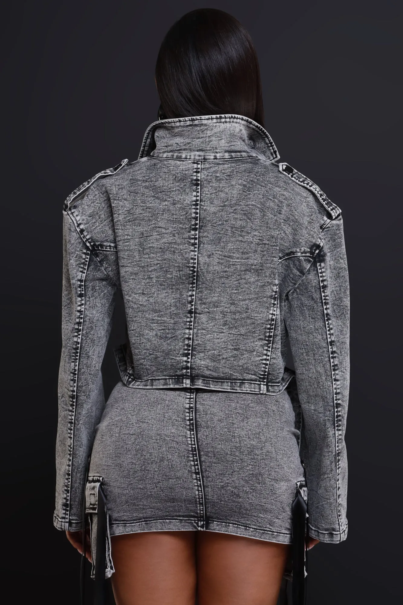 Back For Good Cropped Denim Jacket - Black sold by Swankaposh product image thumbnail 3