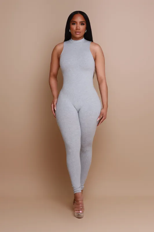 Call Back High Neck Cellulite Deleter Jumpsuit - Grey sold by Swankaposh