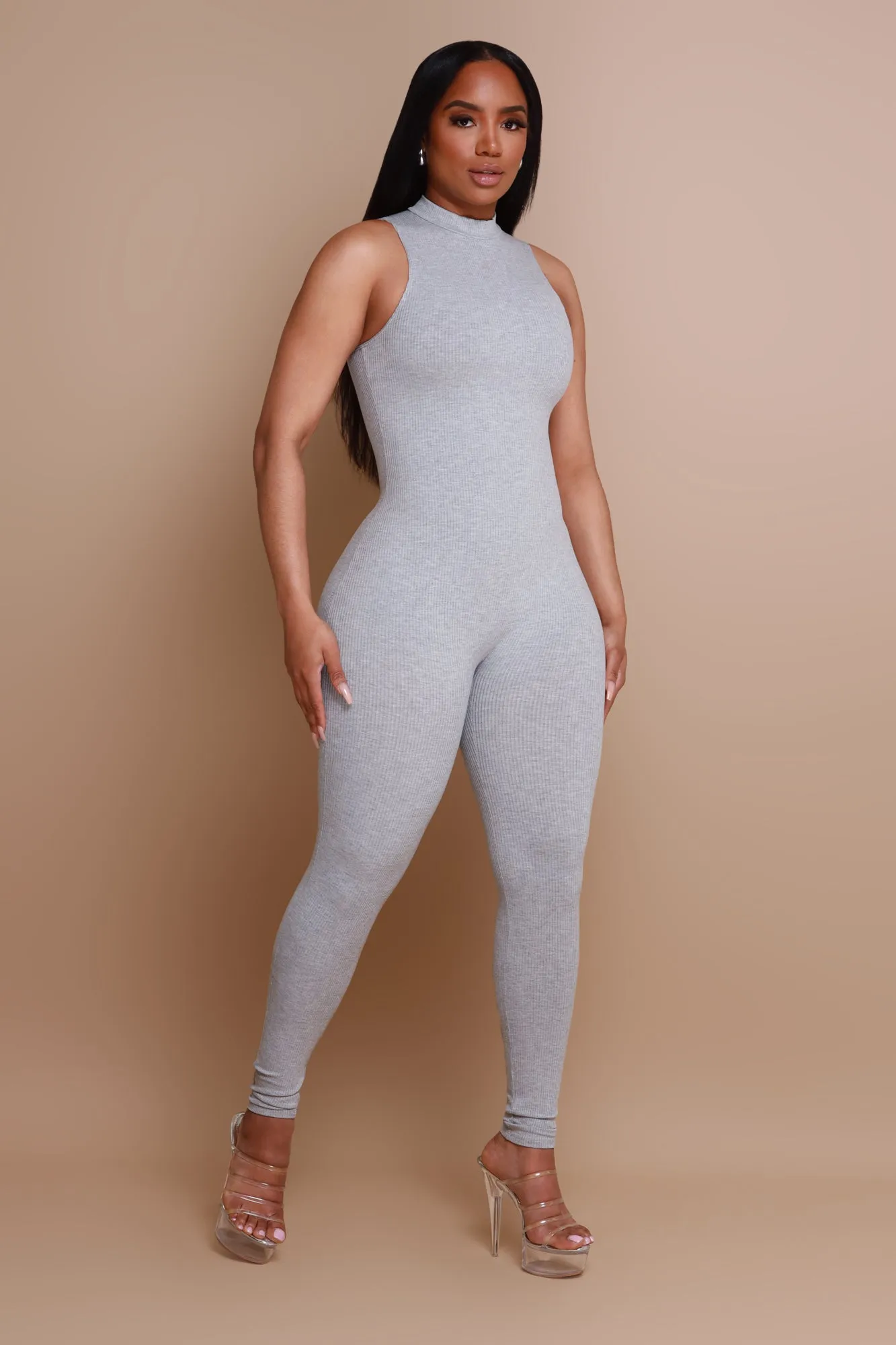 Call Back High Neck Cellulite Deleter Jumpsuit - Grey sold by Swankaposh product image thumbnail 4
