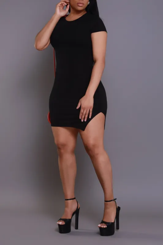 Stick To It Short Sleeve Mini Dress - Black sold by Swankaposh